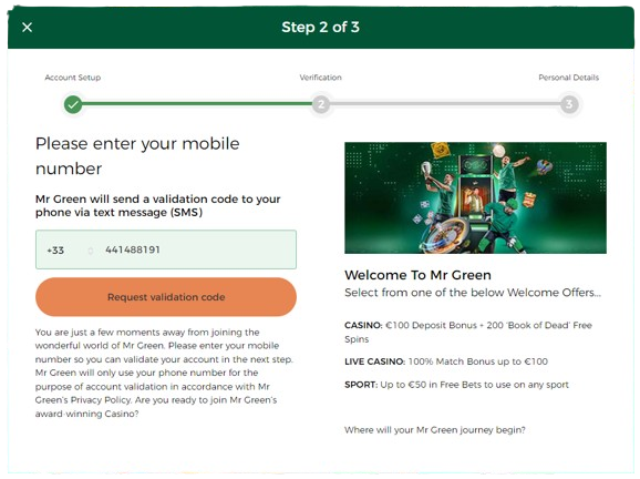 mr.green login